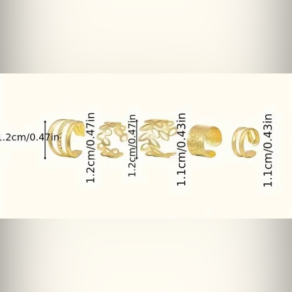 3/ $15 New 5PC C Shaped Ear Clips Set Curve Gold Decor Earrings Hollow Leaf Gold - Picture 15 of 16